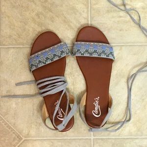 Candies grey tie-up sandals